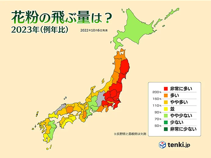 2023花粉飛散量予測